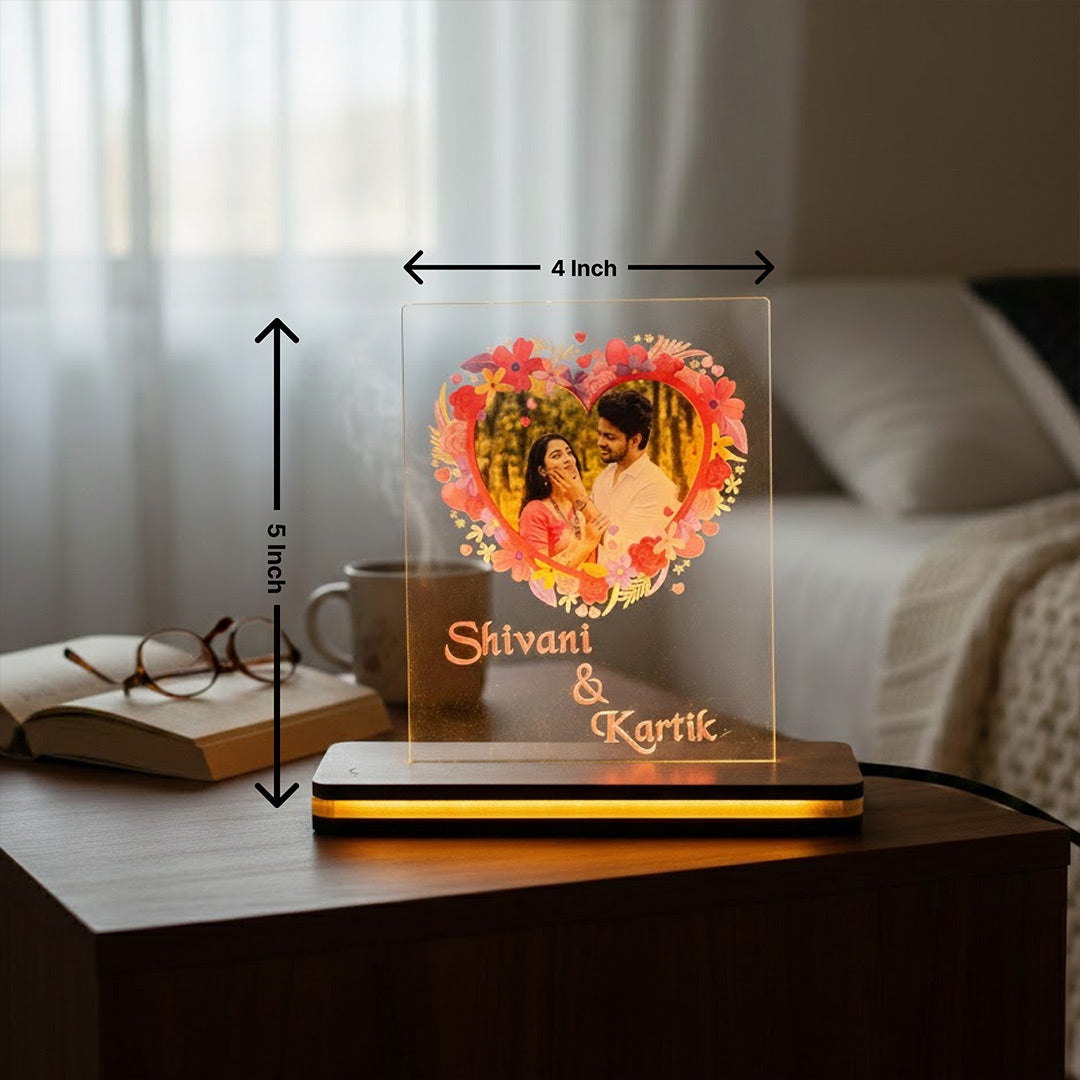 Personalized Acrylic Photo LED Lamp – Warm White (4×5”) | Love Craft Gifts