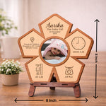 Personalized Baby Birth Details Wooden Flower Table Stand (8x8 Inch) | Love Craft Gifts