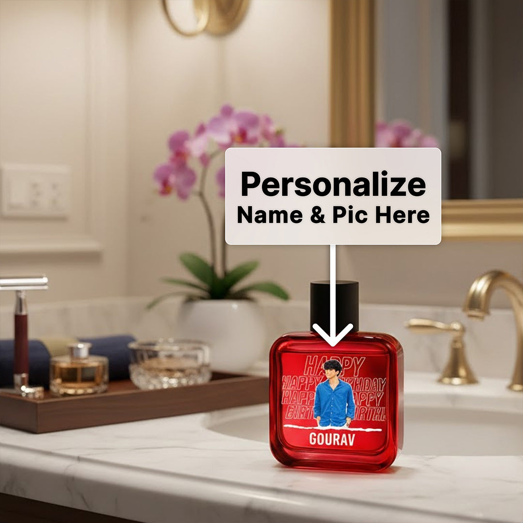 Personalized Happy Birthday Wild Stone Ultra Sensual Perfume – 100ml | Custom Name & Photo Bottle | Love Craft Gifts