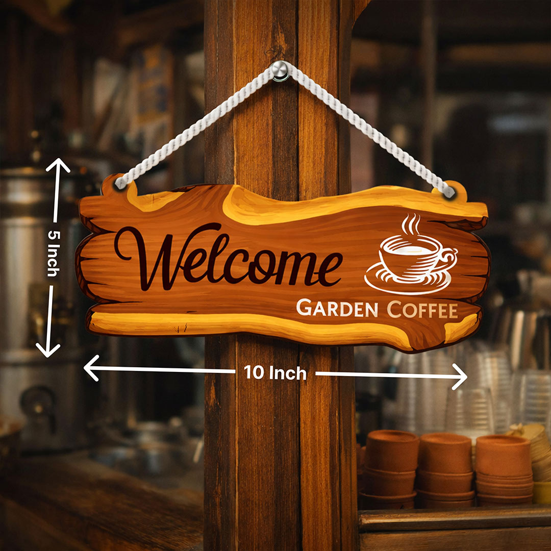 Personalized Wooden Welcome Hanging Sign – Custom Logo Door Sign Board (10×5 Inch)| Love Craft Gifts