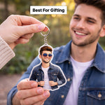 Personalized Boy Cartoon Acrylic Keychain – Custom Photo Stylish Character Keyring (2x2.5 Inch) | Love Craft Gifts
