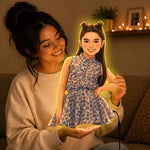 Personalized AI Cartoon Wooden 3D LED Photo Cutout Gift for Girl (14 x 24 Inch) – Custom Photo LED Lamp for Birthday, Kids & Special Gifts | Love Craft Gifts™