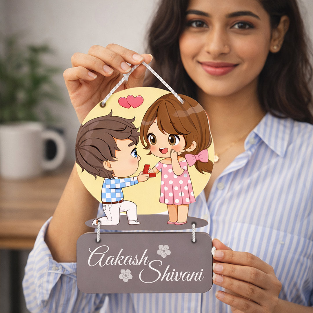 Personalized Proposal Couple Hanging Frame – Custom Name Romantic Wall Décor (15x9 Inch) | Love Craft Gifts