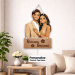 Personalized Couple Cutout Hanging Frame – Custom Name Romantic Wall Décor (12x8 Inch) | Love Craft Gifts