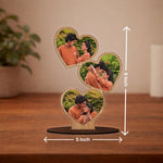Personalized Heart Shape Wooden Photo Stand (5x8 Inch) Custom Couple Photo Collage Table Top Décor Gift for Couples | Love Craft Gifts