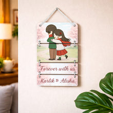 Personalized Couple Cartoon Wooden Wall Hanger-9×15"