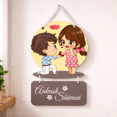 Personalized Proposal Couple Hanging Frame – Custom Name Romantic Wall Décor (15x9 Inch) | Love Craft Gifts