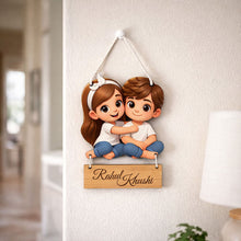 Personalized Couple Cartoon Wall Hanger- 9×12"