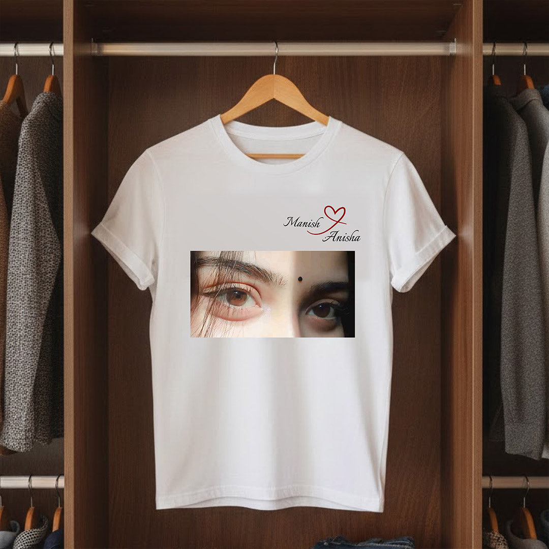 Personalized Couple Photo Name T-Shirt – Custom Name & Photo Printed White T-Shirt | Love Craft Gifts