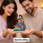 Personalized “World’s Best Father” Wooden Cartoon Cutout Stand (6x8 Inch) Custom Photo Table Top Décor Gift for Dad | Love Craft Gifts