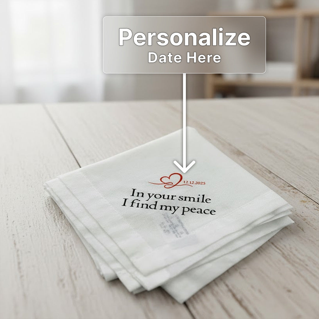 Personalized Date Printed Handkerchief for Couples | Love Craft Gifts