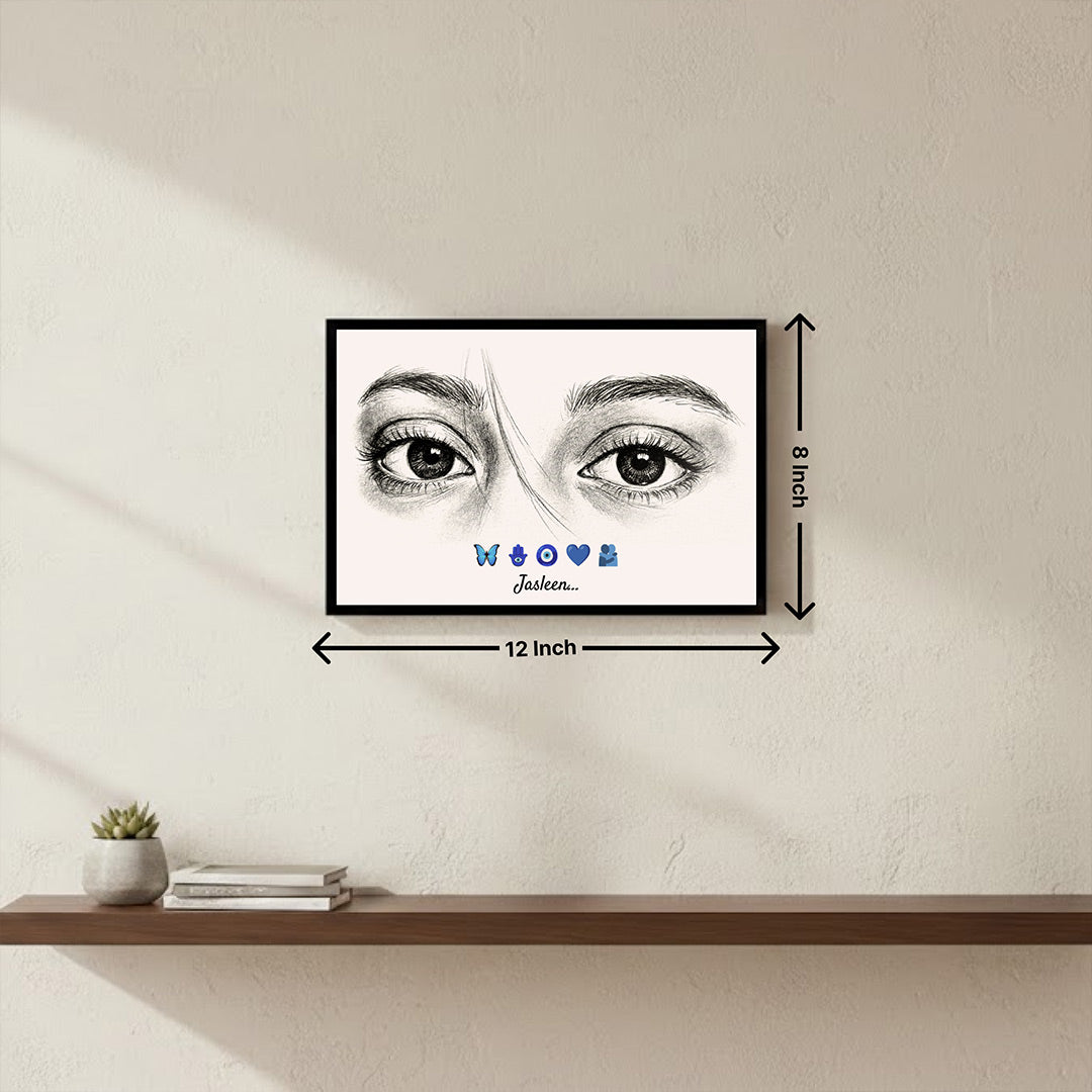 Personalized Sketch Eyes Wall Frame (12×8”) | Love Craft Gifts