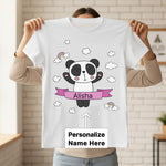 Personalized Cute Panda Girl White T-Shirt – Custom Name Printed Kids Tee | Love Craft Gifts