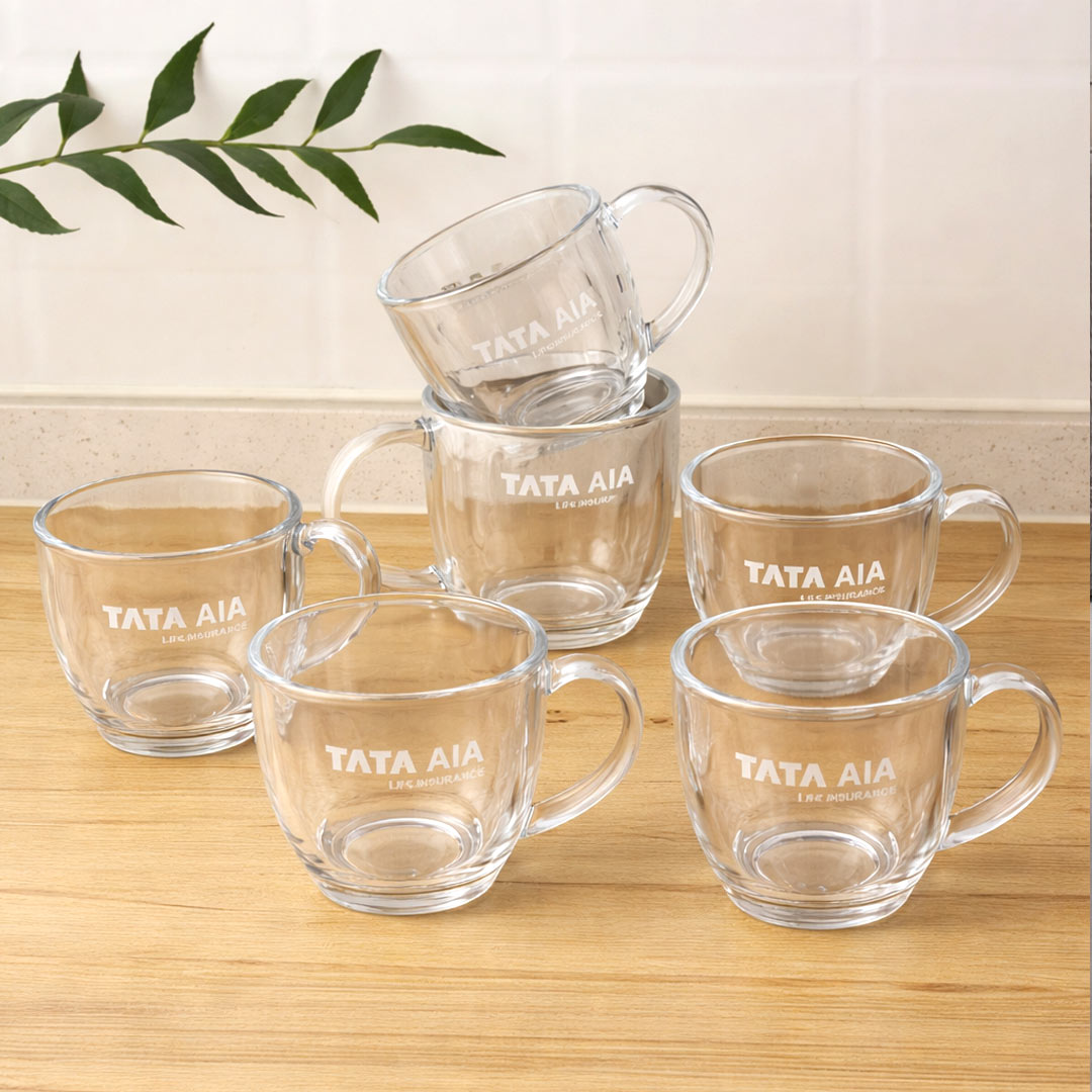 Personalized 6 Glass Cup Set with Name & Logo – Premium Customized Drinkware | Love Craft Gifts