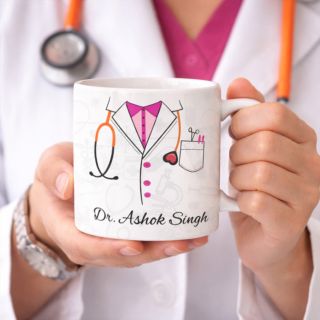 Personalized Doctor Theme Coffee Mug Custom Name Medical Gift Ceramic Cup 350ml | Love Craft Gifts