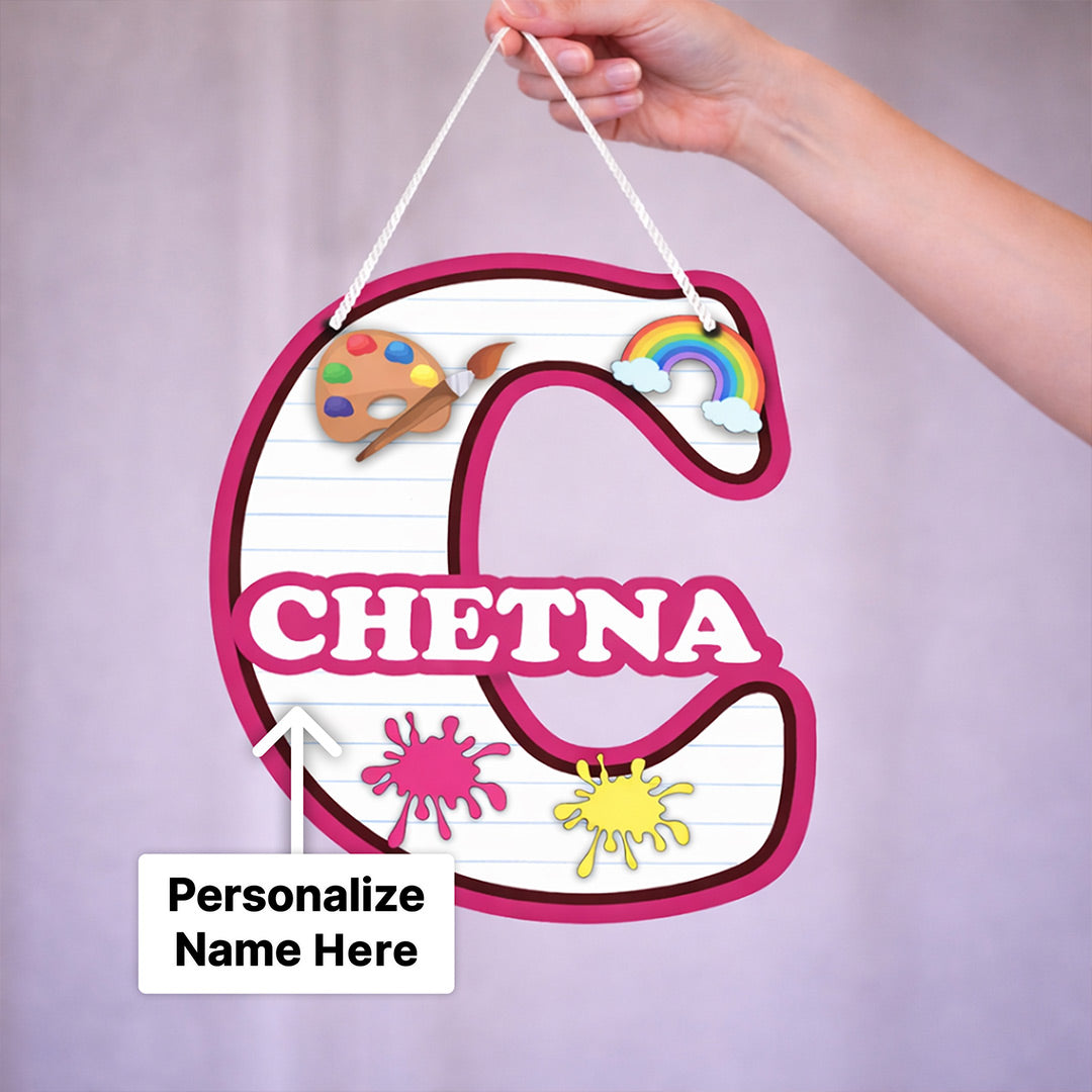 Personalized Alphabet Name Hanging Wall Decor Kids Room Custom Initial Letter Sign 8x10" | Love Craft Gifts