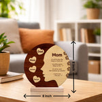 Personalized Mom Wooden Engraved Table Top with Custom Names (8x8 Inch) Emotional Mother Gift Décor | Love Craft Gifts