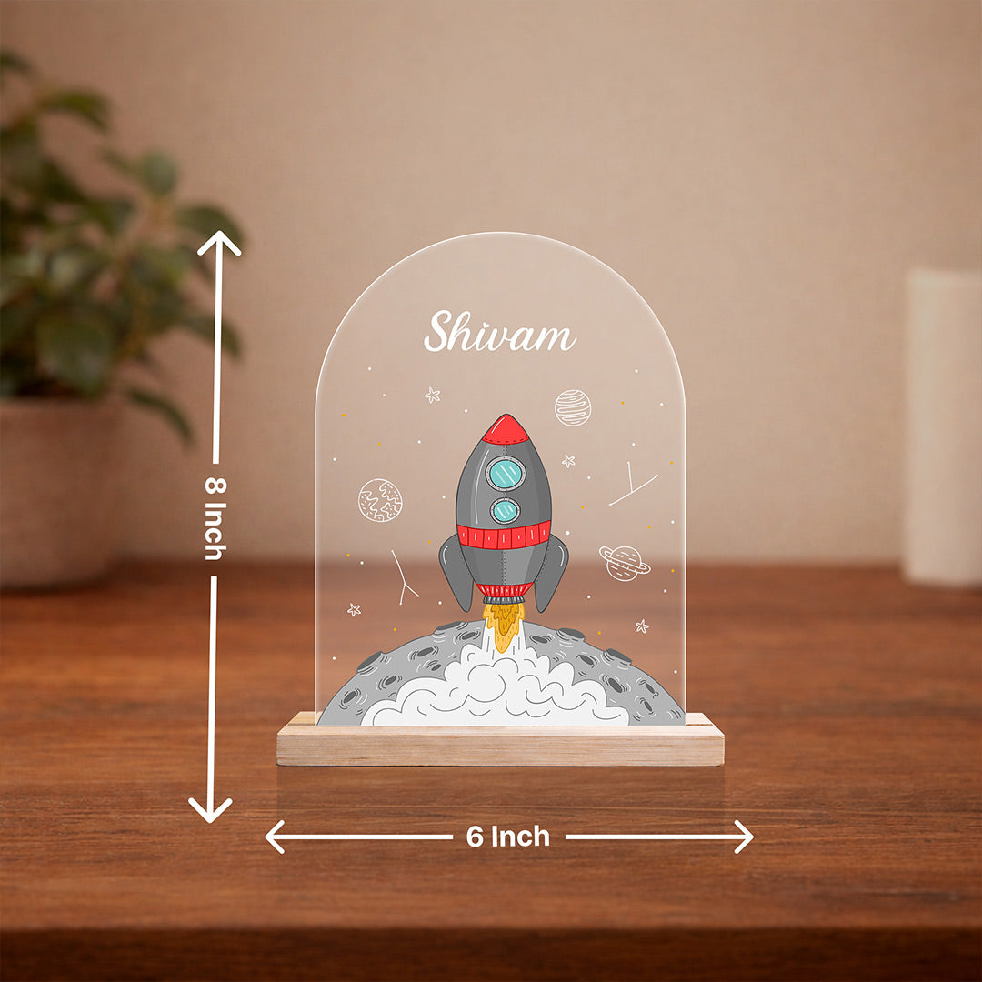 Personalized Rocket Name Acrylic Table Stand – Custom Space Theme Desk Décor Gift (6x8 Inch) | Love Craft Gifts
