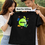 Personalized Butterfly Circle Name Print Black T-Shirt – Custom Unisex Tee | Love Craft Gifts