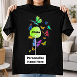 Personalized Butterfly Name Print Black T-Shirt – Custom Name Unisex Tee | Love Craft Gifts