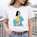 Custom Girl Illustration Name Print White T-Shirt – Personalized Unisex Casual Wear | Love Craft Gifts