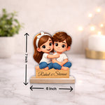 Personalized Couple Cartoon Cutout Table Stand – Custom Name Wooden Desk Décor (6x7 Inch) | Love Craft Gifts
