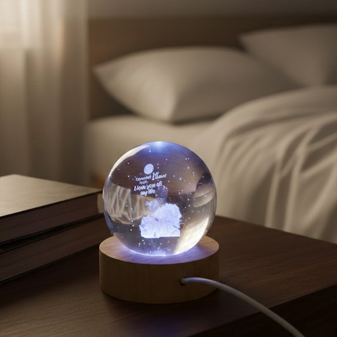 Personalized 3D Crystal Ball Multi-Color LED Lamp | Love Craft Gifts