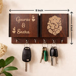 Personalized Wooden Key Holder & Phone Stand with Ganesha Design (8x4 Inch) Custom Name Engraved Wall & Desk Organizer Gift for Home | Love Craft Gifts