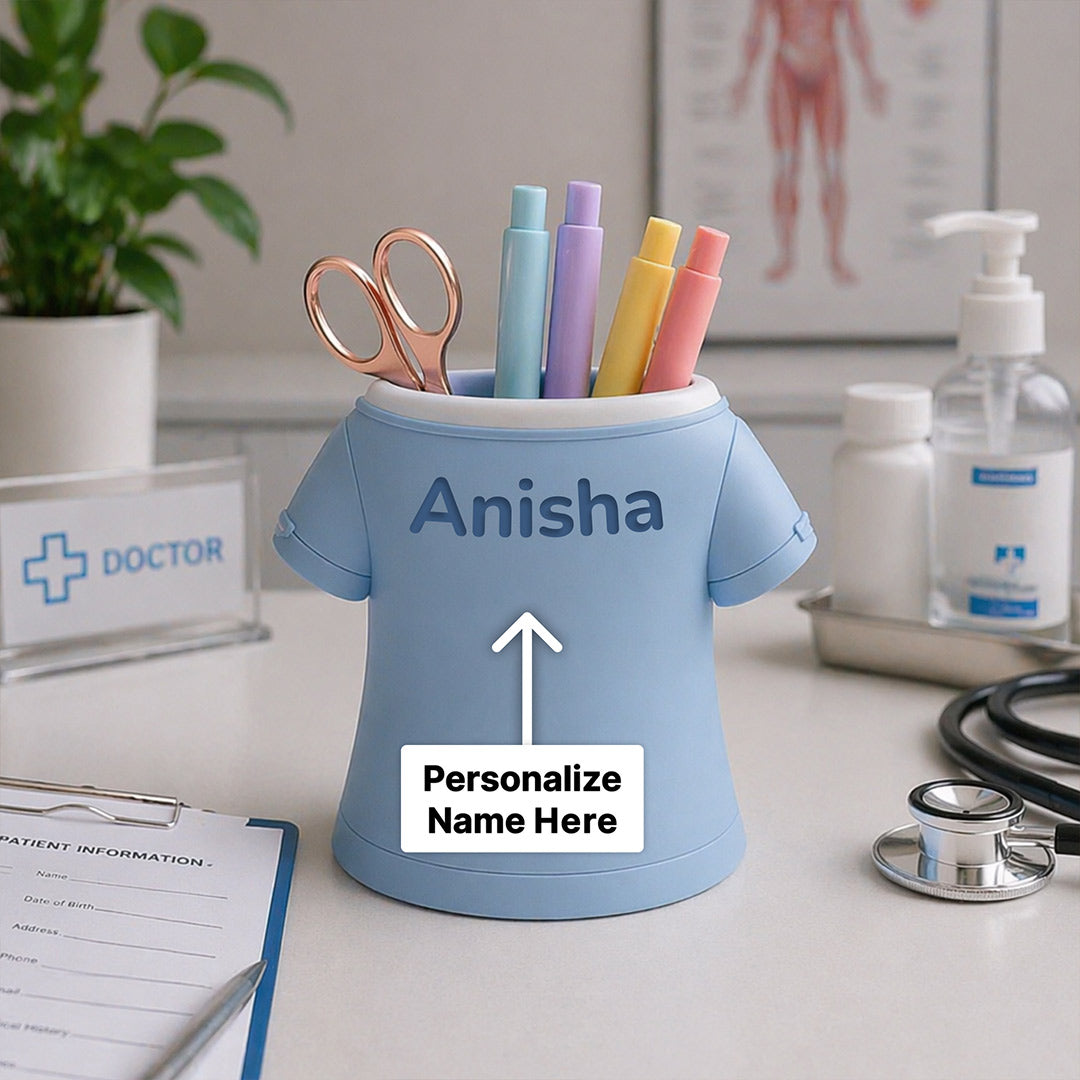 Premium Medical Scrub Design Pen Stand – Personalized 3D Printed Doctor & Nurse Desk Organizer Gift (Plastic) | Love Craft Gifts™