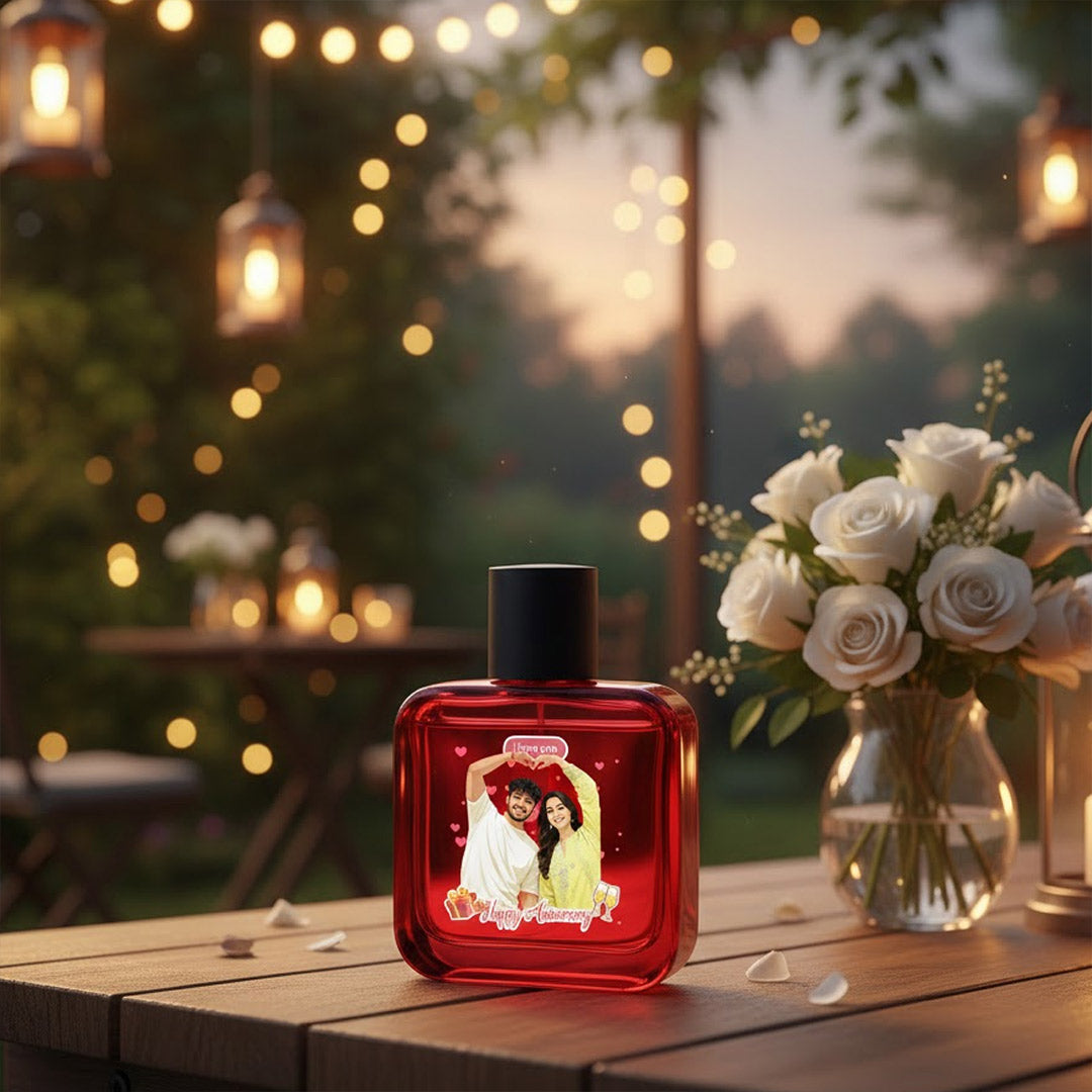 Personalized Happy Anniversary Perfume Bottle – Custom Photo & Name | Wild Stone Ultra Sensual 100ml | Love Craft Gifts