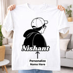 Personalized Boy Silhouette Name Print White T-Shirt – Custom Unisex Casual Tee | Love Craft Gifts