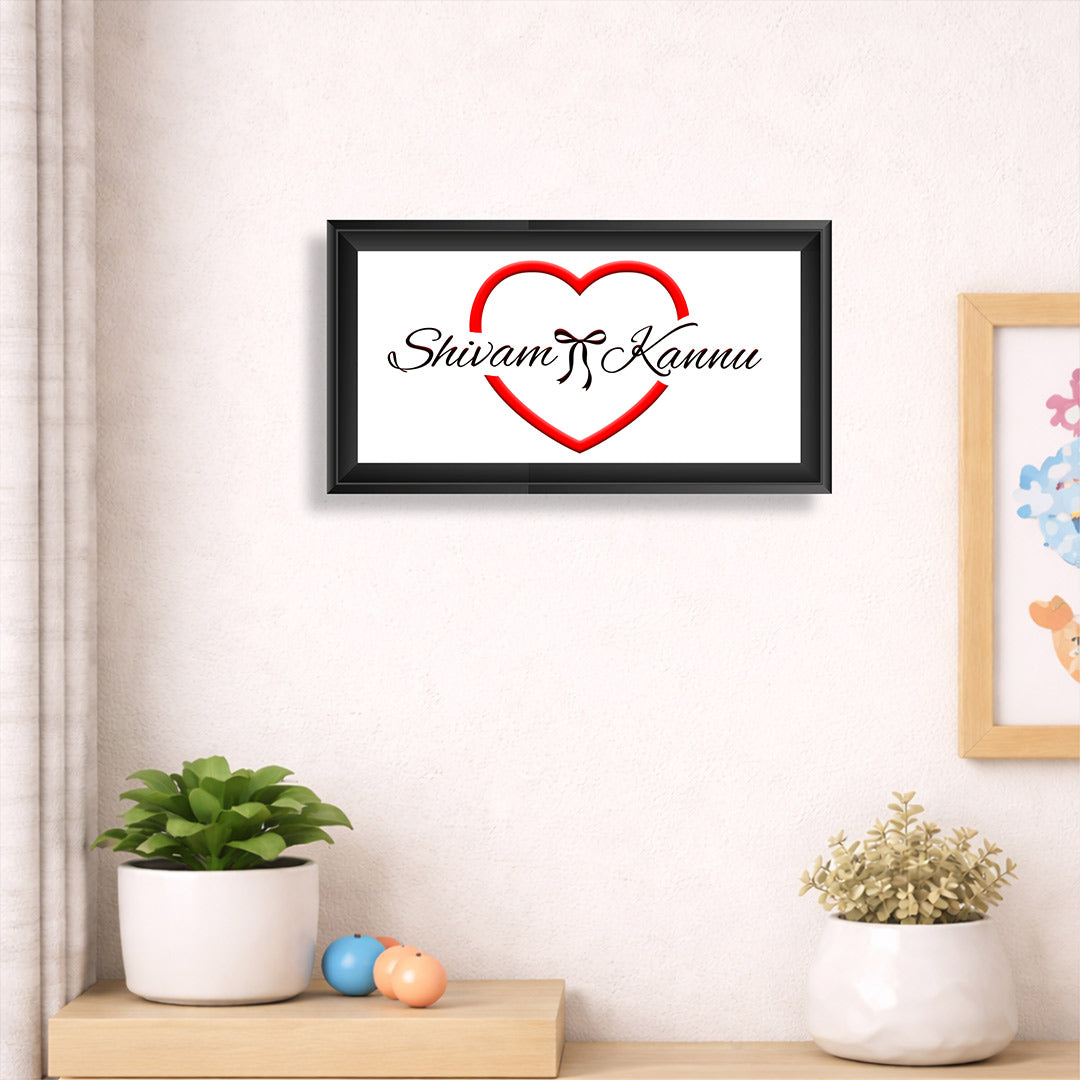 Personalized Couple Name Wall Frame with Heart Design (6x12 Inch) Custom Romantic Wall Décor Gift | Love Craft Gifts