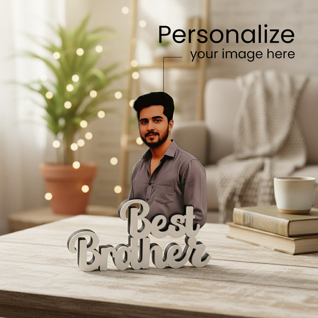 Personalized Cartoon Name Table Stand – Best Brother Edition (7×6 Inch) | Love Craft Gifts