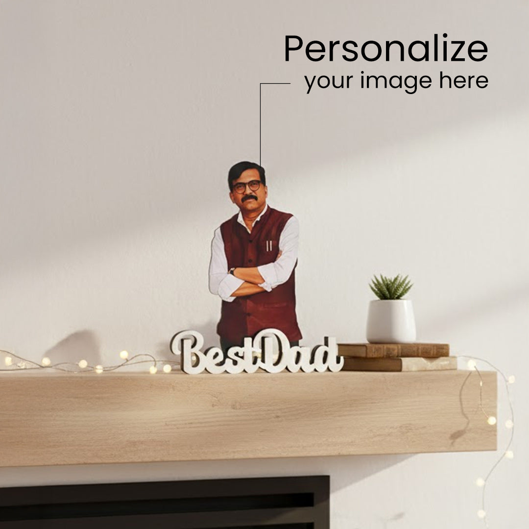 Personalized Cartoon Name Table Stand – Best Dad Edition (7×6 Inch) | Love Craft Gifts