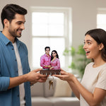 Personalized Couple Cartoon Wooden Key Holder (5×4”) | Love Craft Gifts