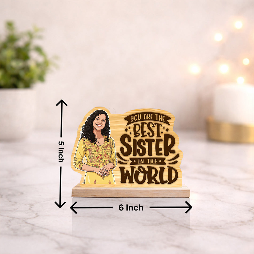 Personalized Sister Photo Table Stand – Best Sister Custom Gift Décor (6x5 Inch) | Love Craft Gifts