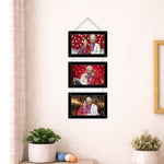 Personalized 3 Photo Hanging Frame – Custom Cartoon Couple Wall Décor (6x14 Inch) | Love Craft Gifts
