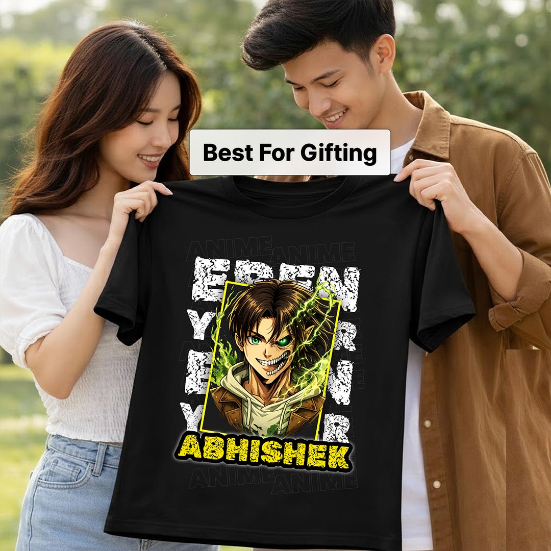 Personalized Anime Attack Style Name T-Shirt for Men & Women – Custom Printed Black Tee | Love Craft Gifts