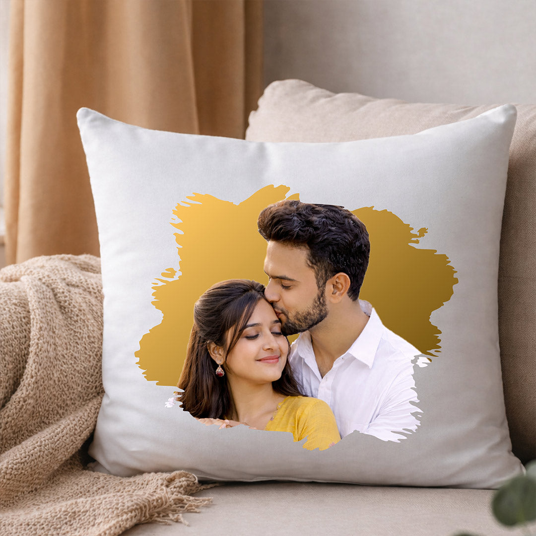 Personalized Couple Photo Cushion Pillow – Custom Romantic Soft Cushion Gift for Loved Ones (10x10 Inch) | Love Craft Gifts