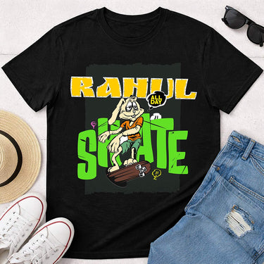 Personalized Skater Bunny Name T-Shirt for Men & Women – Custom Printed Black Street Style Tee | Love Craft Gifts