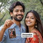 Personalized Photo Cutout Wooden Keychain – Custom Couple Name Frame Keyring (2x2.8 Inch) | Love Craft Gifts