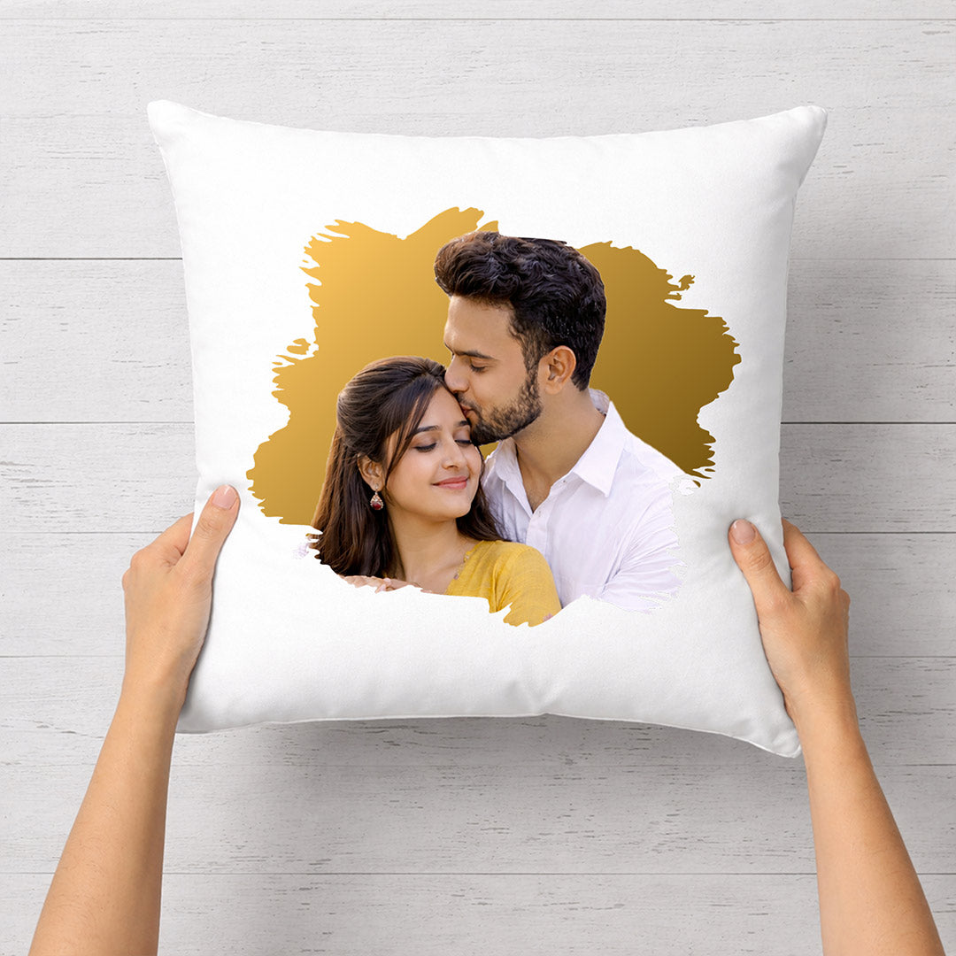 Personalized Couple Photo Cushion Pillow – Custom Romantic Soft Cushion Gift for Loved Ones (10x10 Inch) | Love Craft Gifts