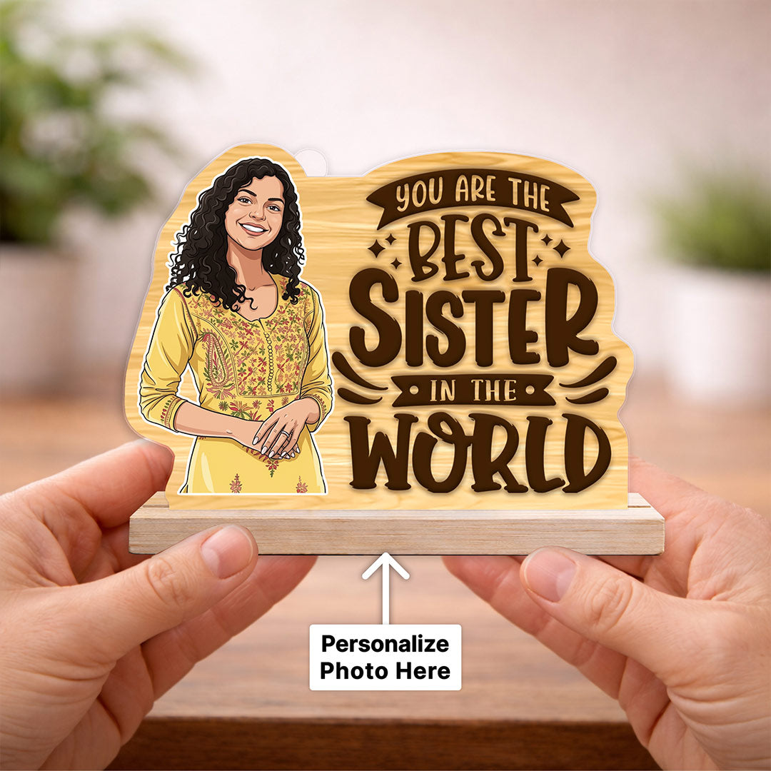 Personalized Sister Photo Table Stand – Best Sister Custom Gift Décor (6x5 Inch) | Love Craft Gifts