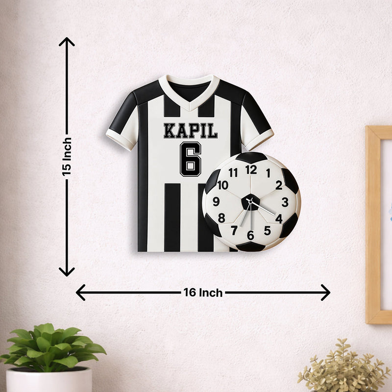 Personalized Football Jersey Wall Clock with 3D Football Design – Custom Name & Number Sports Clock (16x15 Inch) Kids Room Décor Gift | Love Craft Gifts™