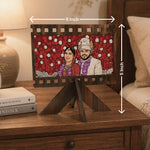 Personalized Cartoon Couple Wooden Frame – Custom Wedding Photo Stand (6x5 Inch) Romantic Anniversary Gift | Love Craft Gifts™