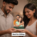 Personalized Anniversary Cartoon Wooden Table Stand – Custom Photo Cutout Gift for Bhai & Bhabhi (6x8 Inch) | Love Craft Gifts™