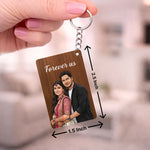 Personalized Wooden Couple Keychain with Cartoon Photo & Name Custom Print (2.5x1.5 Inch) Romantic Key Ring Gift for Boyfriend, Girlfriend, Husband & Wife | Love Craft Gifts