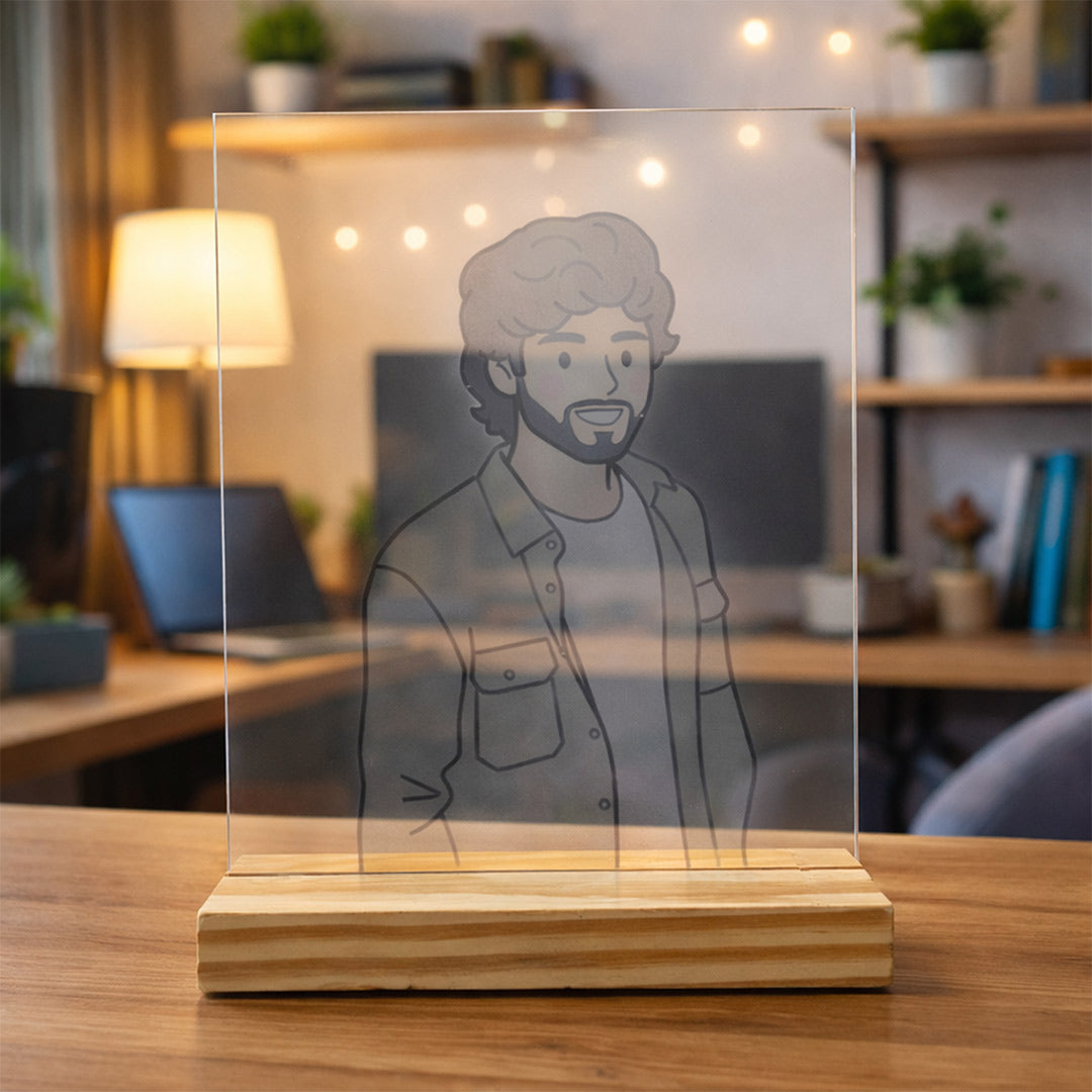 Personalized Kawaii Embossing Art Acrylic Frame – Table Top Gift (6×8 Inch) | Love Craft Gifts