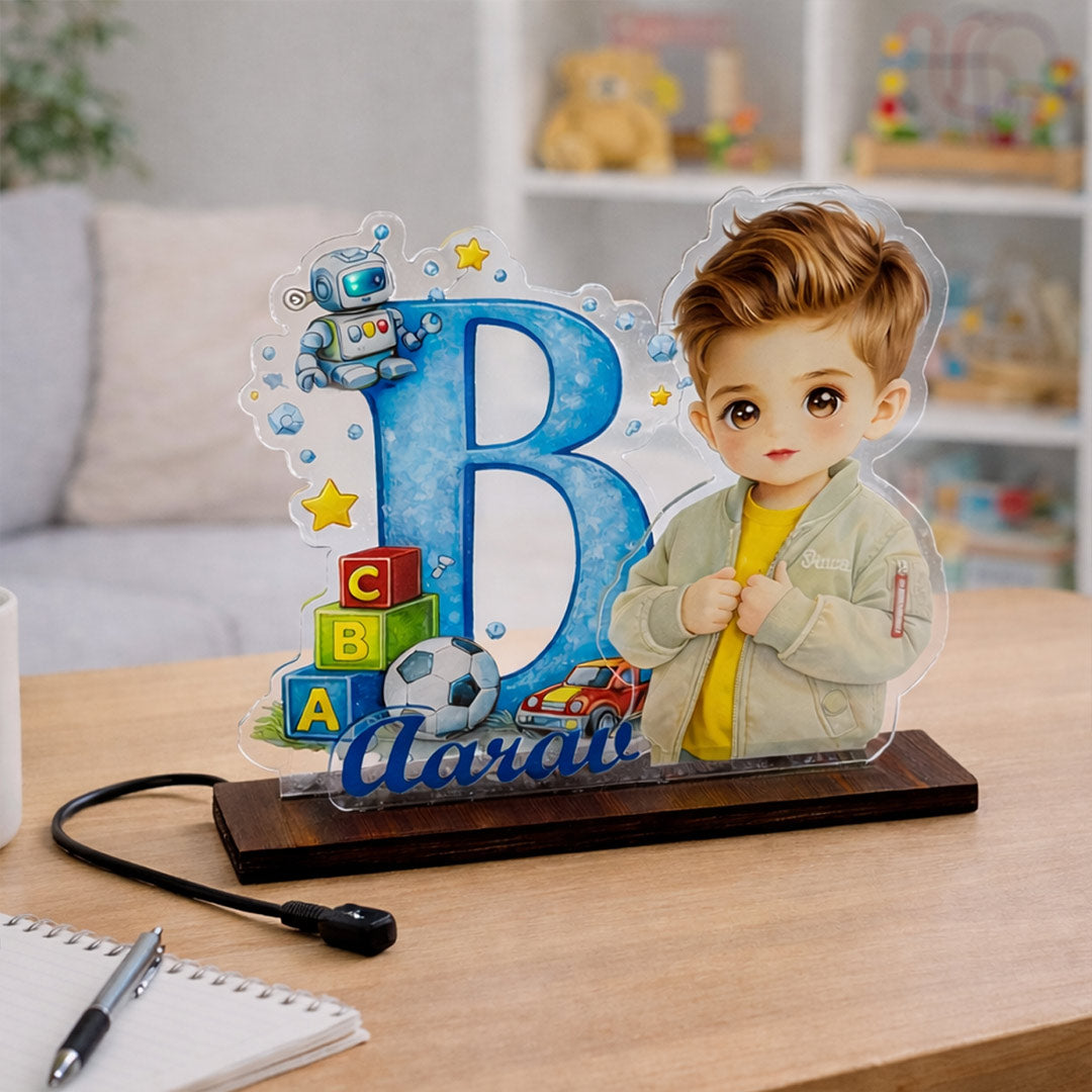 Customized Alphabet Acrylic LED Name Lamp for Kids (Warm White Glow) | Love Craft Gifts