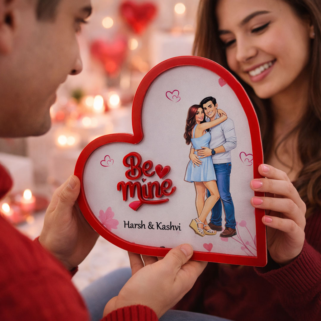 Be Mine Forever – Personalized Couple Heart Frame (9×9 Inch) | Love Craft Gifts